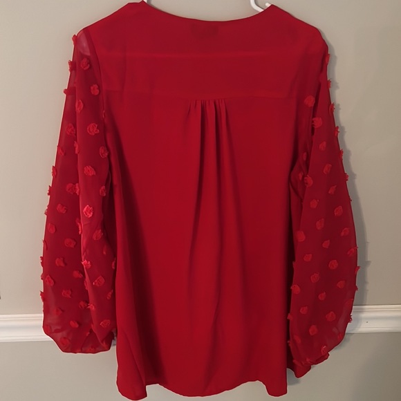 NWOT Red Swiss dot GiGio blouse - Picture 5 of 5